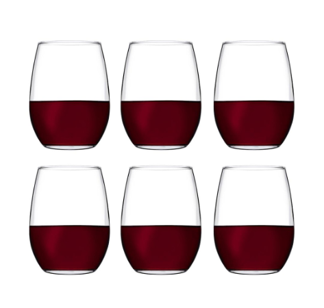 Pasabahce Amber Red Wine (Stemless) 570cc 19 oz, Set of 6 (420725)