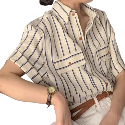 Lovito Women Pocket Button Blouse Lne19095 (White)