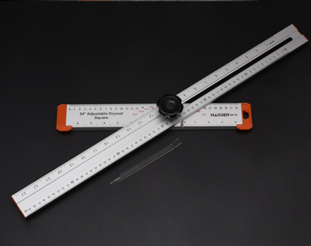 Harden 580746 24" Adjustable T-shaped Square Ruler Size: 600mm(24") Aluminum alloy material 90°, 75°