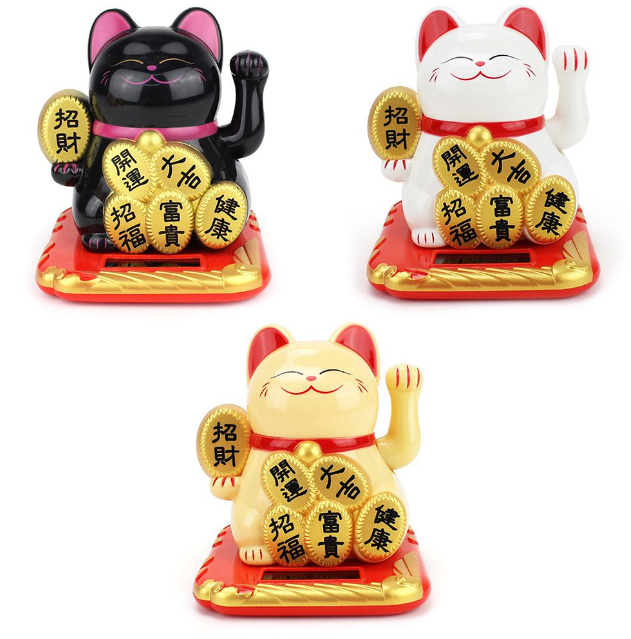 Lucky Cat Wealth Waving Shaking Hand Fortune Welcome Cat Cute Figurine Miniature