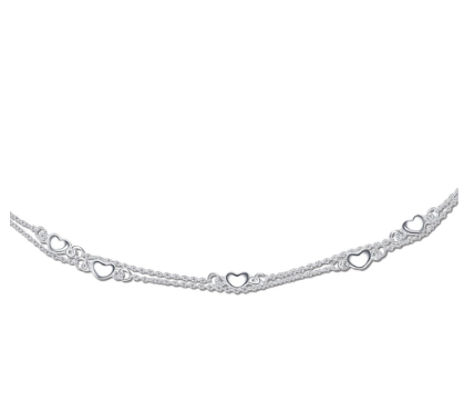 92.5 Italy Sterling Silver Double Chain Ladies Bracelet