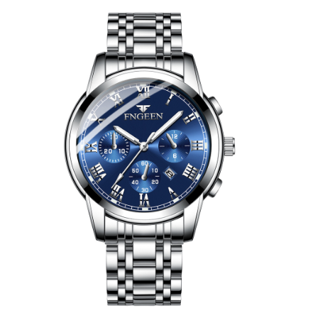 FNGEEN Men's Quartz Watch SILVER BLUE