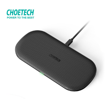 CHOETECH Dual Fast Wireless Charger 5Coils Qi Certified Charging Pad T535 Adapter not Included