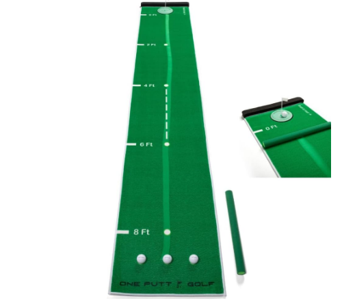 Golf Putting Mat, Indoor Putting Green Shows a Visible Trail of Putts & Replicates Golf Green, Includes Backstop, 3X Balls, Brush & Golf Cup, Golfing Gifts for Men