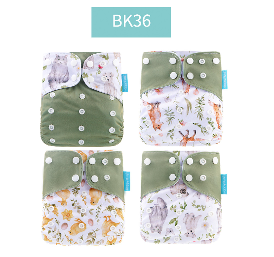 Happyflute 2023 Baby Reborn 4pcs set Washable Eco-friendly Baby Cloth Diaper Ecological Adjustable Nappy Reusable Diaper SET14