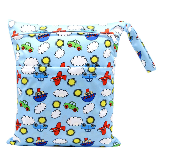 Diaper Wet Dry Bags Duble Zipper Printed Portable Waterproof Dag Storage Bag Swimwear Bag  30x36cm