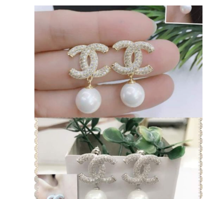 Pearl earing with stone with box Men's and Women's Accessories