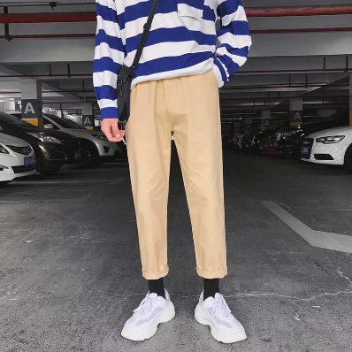 Men's cargo pure cotton simple straight casual pants