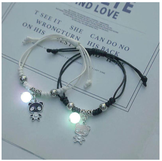 2Pcs Glow in the Dark Luminous Bracelet For Women Adjustable Fashion Women Men Couple Bracelet Best Friends Bracelets B32
