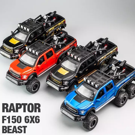 Ford Raptor Diecast Car 1:28 F150 6-Doors Alloy Model Off-Road Vehicle Toy For Children Boys Gift