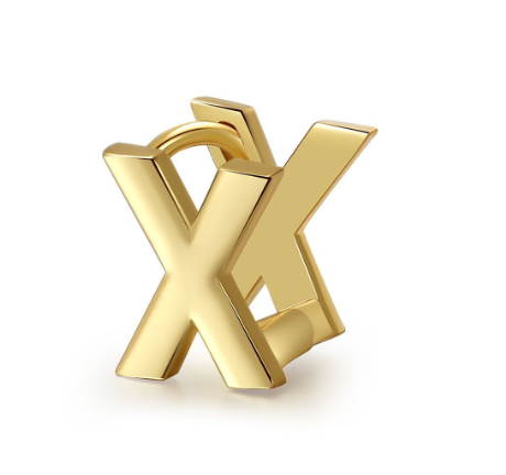 Unique Design Initial Letter Earrings 18K Gold Double Layer Letter Earrings Jewelry Single X