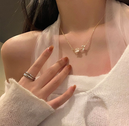 Elegant Tulip Gemstone Pendant Necklace For Women Crystal Gold Silver Chain Choker Accessories Jewelry