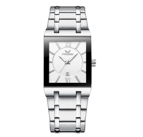 Business Men's Watch Waterproof Calendar Men's Square Watch Stainless Steel Quartz Foreign Trade Watch M6