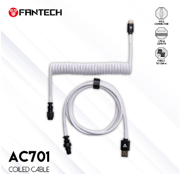 Fantech Coiled Cable AC701 Aviator Detachable Connector 1.75M Length For Mechanical Keyboards