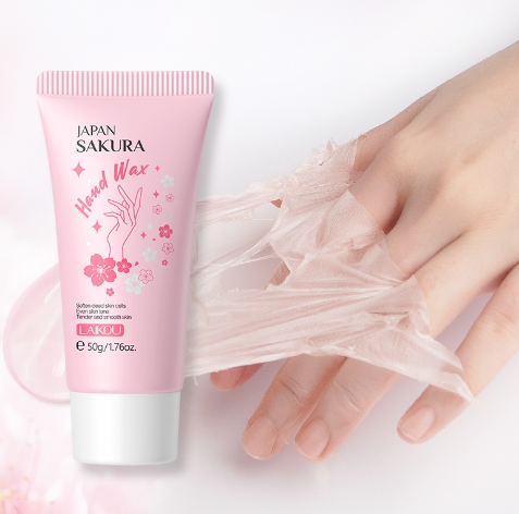 LAIKOU Japan Sakura Hand Wax Niacinamide Brighten Peel Off Hand Mask Exfoliating Nourishing Smooth Hand Spa 50G
