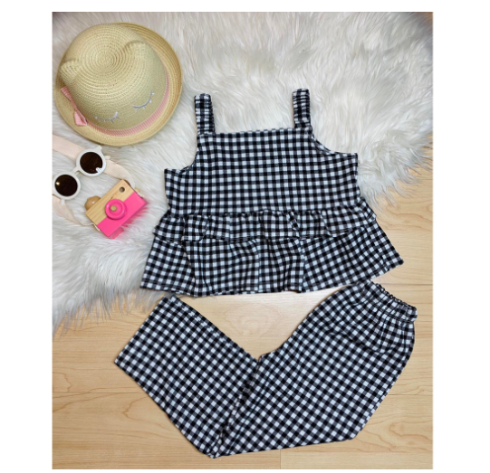 Sophia Gingham Fashion OOTD Terno for Kids-Girls D10