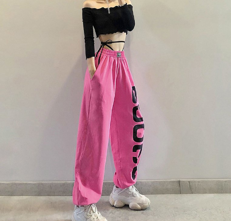 Women Casual Print Loose Strap Long Cotton Pants