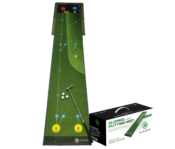 10 ft Sloped Golf Putting Mat, 10 Different Putting Paths, Premium Gift for Golfers, Indoor Mini Games
