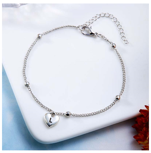 Fashion Silver Plated 26 Letters Initials Alphabet Bracelet Adjustable Bangle Women Jewelry Mother's Day Gift L