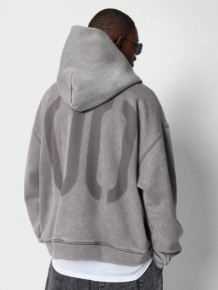 SUMWON Washed Overhead Hoodie With Number Graphic Print