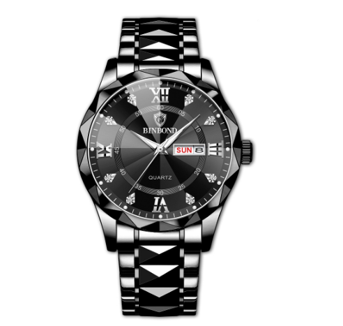 Binbond Original Men's Luxury Stainless Steel Waterproof Fashion Business Watch Luminous Dual Calendar Quartz Wrist Watch M7