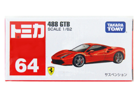 Tomica No.64 Ferrari 488 GTB Red Die-cast Vehicle