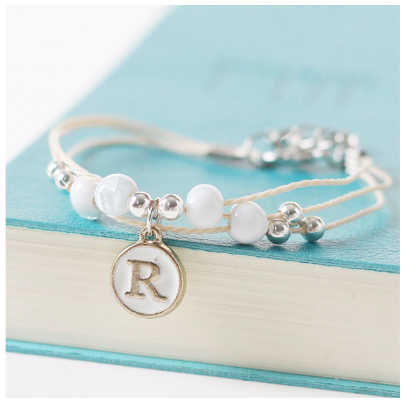 Ceramic beads 26 initials elastic beaded bracelet fashion men and women leisure bracelet lovers bracelet R