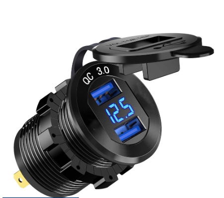 CAR/MOTOR Waterproof Alloy Charge 3.0 Dual USB with LED Voltmeter