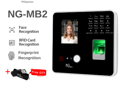 NGTeco MB2 Biometrics Face Recognition Fingerprint Time Card Attendance RFID Card PIN Punching 4-in-