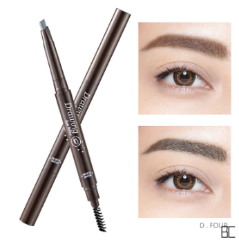 Double Heads Eyebrow Pencil Waterproof Lasting Eyebrow Pen Eye Brow with Brush Brown Black BP