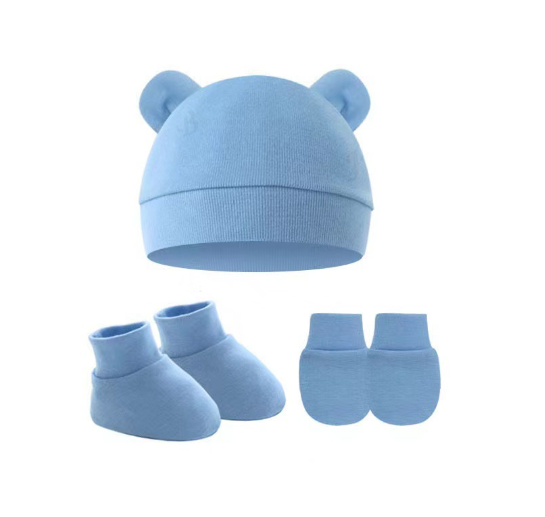 Baby hat Baby Mittens Booties Set newborn cap infant hats fashion Soft Cotton newborns Beanie 34