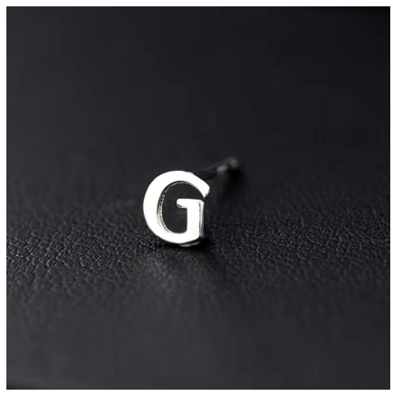 A-Z Initial Letter Stud Earrings for Women Girls Birthday Gift Silver Plated 26 Alphabet Name Ear Piercing Jewelry G