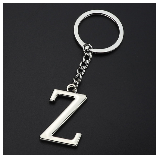 New A-Z 26 Letter Key Chains Stainless Steel Keychain Charm Fashion Accessories Key Ornaments Z