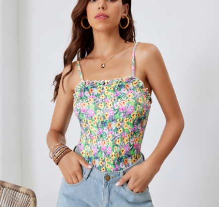 Boho Floral Frill Bodysuit (Green)