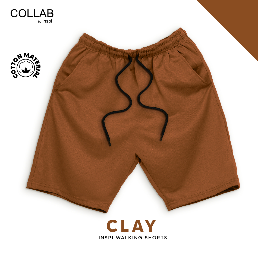 COLLAB by Inspi Walking Basketball Shorts for Men Korean Mens Short for Women (Clay)