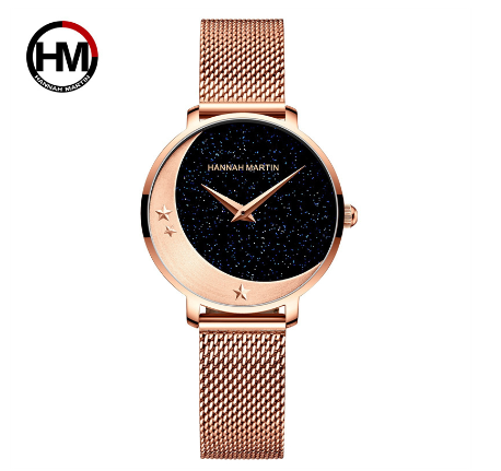 Hannah Martin Women's Watches Stars and Moons Fashionable and Waterproof Women's watch Starry Lady Wristwatch GOLD