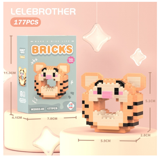 Lboyu Cute Cartoon Donut Building Block Ornaments Compatible with Lego Children's Toys M35