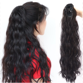 Horsetail Wig Female Small Grasping Clip Binding Type Corn Hot High Natural Long Curly Hair Piece