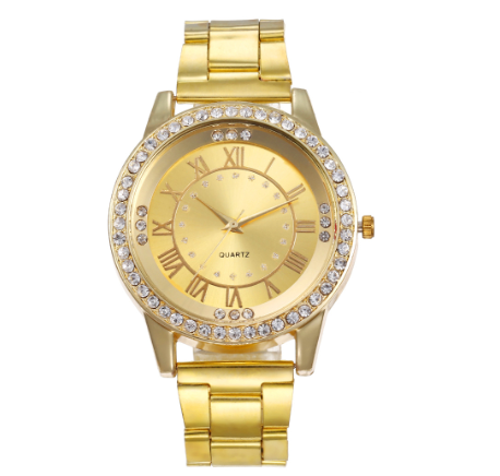 Fashion Roman digital scale personalized diamond inlaid steel band watch business leisure quartz watch F5