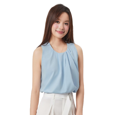 Lovito Casual Plain Plicated Pleated Tank Top for Women L74ED259