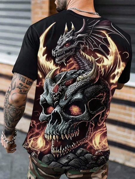 Manfinity LEGND Plus Size Men's Round Neck Short Sleeve Printed Casual T-Shirt