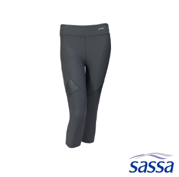 Sassa Gray Mid Waist Compression Capri for Gym Sports Training Wear Women Athleisure Activewear