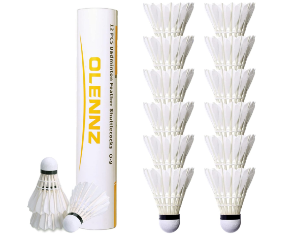 Badminton Birdies Shuttlecocks High-Speed Goose Feather Pack of 12 Durable and Stable for Indoor and Outdoor