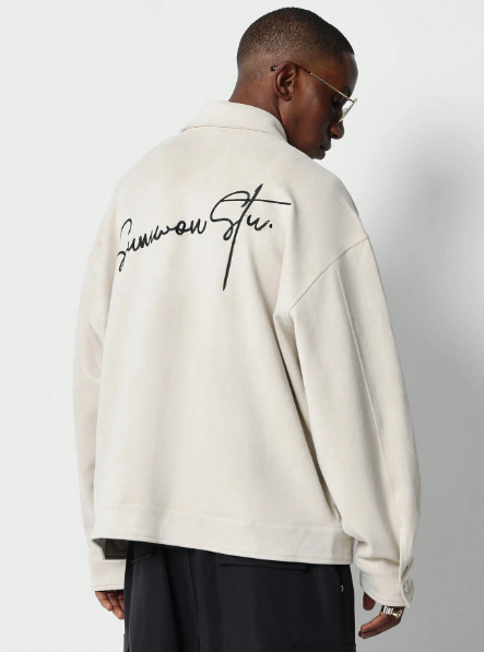 SUMWON Suedette Shirt With Back Embroidery