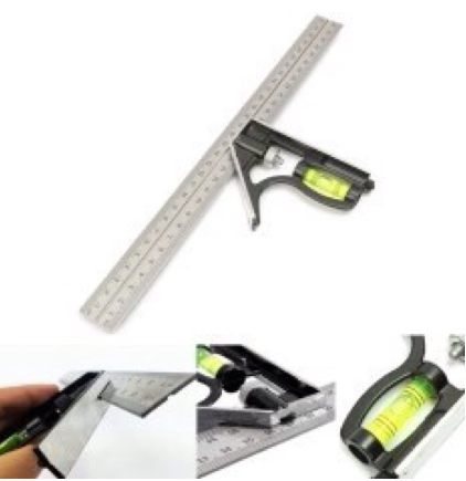Metric Ruler Combination Level Gauge Adjustable Square