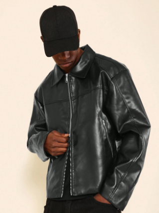 SUMWON PU Zip-Up Biker Jacket