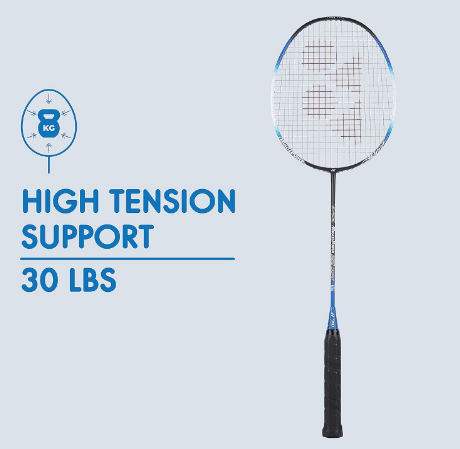 YONEX Muscle Power 22LT Carbon Graphite Strung Badminton Racket with Full Racket Cover (Black/Blue) | for Intermediate Players | 83 Grams | Maximum String Tension - 30lbs