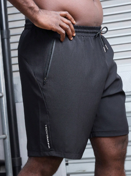 Men Letter Graphic Drawstring Waist Sports Shorts