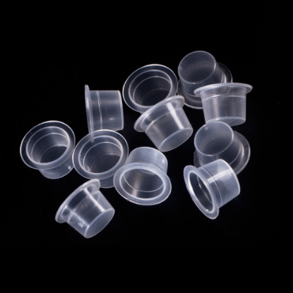 Tattoo Ink Cup with Base Plastic Transparent Permanent Makeup Pigment Caps Tattoos Color Cups 100Pcs
