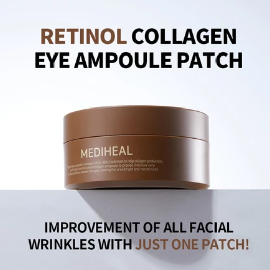 MEDIHEAL OFFICIAL Retinol Collagen Anti-Aging Care Eye Ampoule Patch (60ea) Improve Wrinkles and Enhance Volume in Under Eye